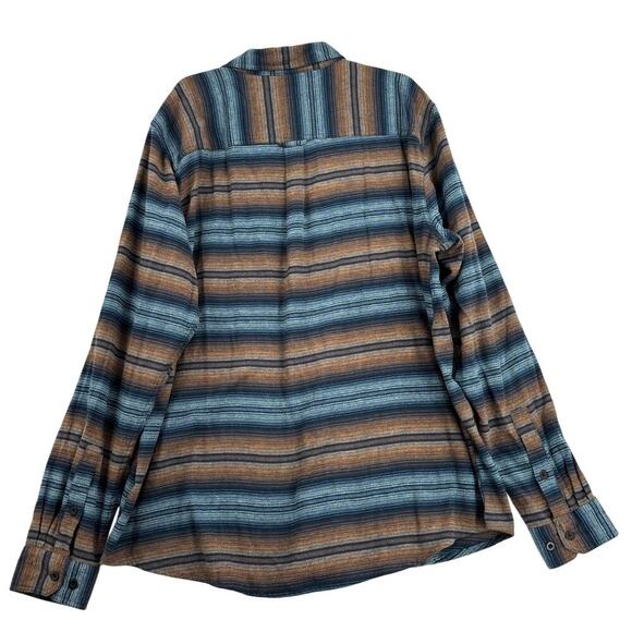 Woolly Flannel Shirt Mens 2XL Blue Orange Stripe Button Down Washable Wool Blend - Picture 11 of 12